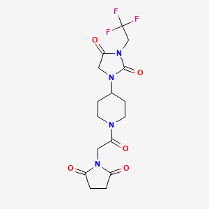 molecular formula C16H19F3N4O5 B2418758 1-{1-[2-(2,5-Dioxopyrrolidin-1-yl)acetyl]piperidin-4-yl}-3-(2,2,2-trifluoroethyl)imidazolidine-2,4-dione CAS No. 2097868-22-7