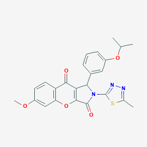 molecular formula C24H21N3O5S B241880 1-(3-Isopropoxyphenyl)-6-methoxy-2-(5-methyl-1,3,4-thiadiazol-2-yl)-1,2-dihydrochromeno[2,3-c]pyrrole-3,9-dione 