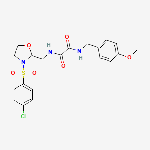 molecular formula C20H22ClN3O6S B2418809 N1-((3-((4-chlorophenyl)sulfonyl)oxazolidin-2-yl)methyl)-N2-(4-methoxybenzyl)oxalamide CAS No. 874805-15-9