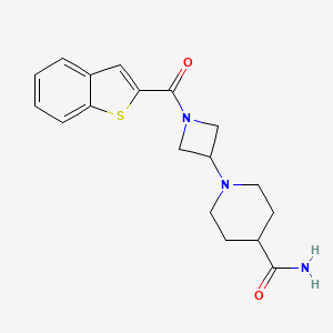 molecular formula C18H21N3O2S B2418812 1-(1-(苯并[b]噻吩-2-羰基)氮杂环丁-3-基)哌啶-4-甲酰胺 CAS No. 2034529-27-4
