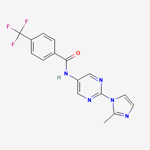 molecular formula C16H12F3N5O B2418818 N-(2-(2-甲基-1H-咪唑-1-基)嘧啶-5-基)-4-(三氟甲基)苯甲酰胺 CAS No. 1421457-34-2