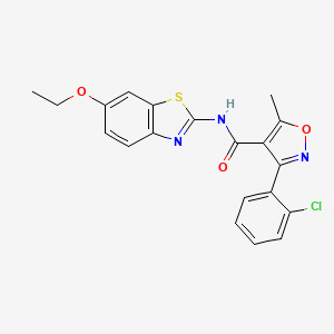 molecular formula C20H16ClN3O3S B2418829 (3-(2-Chlorophenyl)-5-methylisoxazol-4-YL)-N-(6-ethoxybenzothiazol-2-YL)formamide CAS No. 545430-77-1
