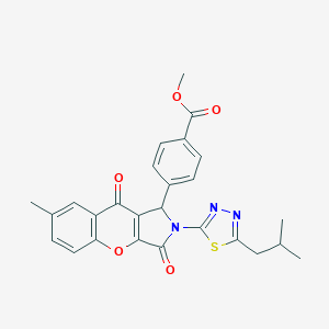 molecular formula C26H23N3O5S B241884 Methyl 4-[2-(5-isobutyl-1,3,4-thiadiazol-2-yl)-7-methyl-3,9-dioxo-1,2,3,9-tetrahydrochromeno[2,3-c]pyrrol-1-yl]benzoate 