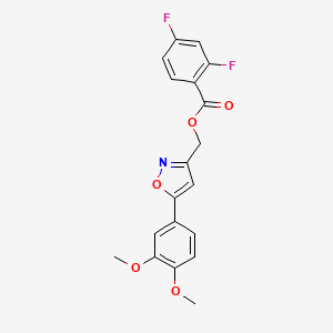 molecular formula C19H15F2NO5 B2418846 (5-(3,4-Dimethoxyphenyl)isoxazol-3-yl)methyl 2,4-difluorobenzoate CAS No. 953249-86-0