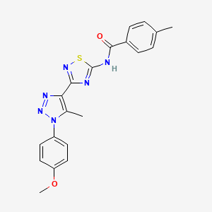 molecular formula C20H18N6O2S B2418853 N-{3-[1-(4-methoxyphenyl)-5-methyl-1H-1,2,3-triazol-4-yl]-1,2,4-thiadiazol-5-yl}-4-methylbenzamide CAS No. 895103-82-9