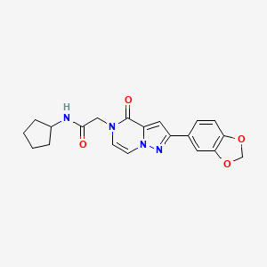 molecular formula C20H20N4O4 B2418856 2-[2-(1,3-苯并二氧杂环-5-基)-4-氧代吡唑并[1,5-a]吡嗪-5(4H)-基]-N-环戊基乙酰胺 CAS No. 1189878-65-6