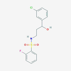 molecular formula C15H15ClFNO3S B2418871 N-(3-(3-chlorophenyl)-3-hydroxypropyl)-2-fluorobenzenesulfonamide CAS No. 2034354-90-8