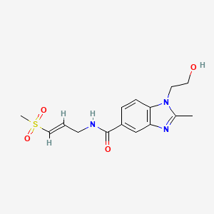 1-(2-Hydroxyethyl)-2-methyl-N-[(E)-3-methylsulfonylprop-2-enyl]benzimidazole-5-carboxamide