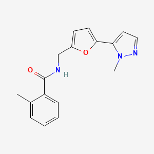 molecular formula C17H17N3O2 B2418890 2-Methyl-N-[[5-(2-methylpyrazol-3-yl)furan-2-yl]methyl]benzamide CAS No. 2415629-15-9