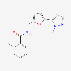 molecular formula C17H17N3O2 B2418890 2-methyl-N-{[5-(1-methyl-1H-pyrazol-5-yl)furan-2-yl]methyl}benzamide CAS No. 2415629-15-9