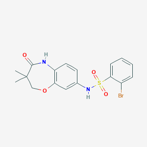 molecular formula C17H17BrN2O4S B2418891 2-bromo-N-(3,3-dimethyl-4-oxo-2,3,4,5-tetrahydrobenzo[b][1,4]oxazepin-8-yl)benzenesulfonamide CAS No. 922050-94-0