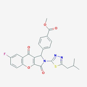 molecular formula C25H20FN3O5S B241890 Methyl 4-[7-fluoro-2-(5-isobutyl-1,3,4-thiadiazol-2-yl)-3,9-dioxo-1,2,3,9-tetrahydrochromeno[2,3-c]pyrrol-1-yl]benzoate 