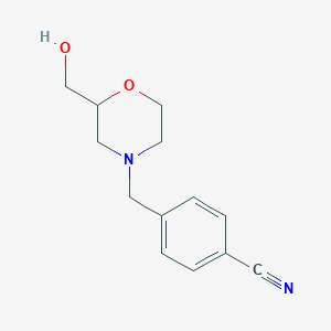 molecular formula C13H16N2O2 B2418916 4-((2-(Hydroxymethyl)morpholino)methyl)benzonitrile CAS No. 1503779-84-7