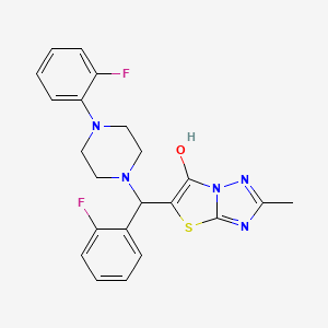 molecular formula C22H21F2N5OS B2418924 5-((2-Fluorophenyl)(4-(2-fluorophenyl)piperazin-1-yl)methyl)-2-methylthiazolo[3,2-b][1,2,4]triazol-6-ol CAS No. 869344-09-2