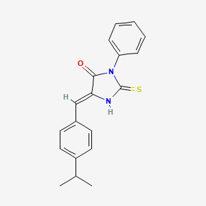 molecular formula C19H18N2OS B2418925 5-[(4-isopropylphenyl)methylene]-3-phenyl-2-thioxotetrahydro-4H-imidazol-4-one CAS No. 320422-83-1