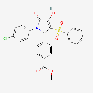 molecular formula C24H18ClNO6S B2418936 methyl 4-(1-(4-chlorophenyl)-4-hydroxy-5-oxo-3-(phenylsulfonyl)-2,5-dihydro-1H-pyrrol-2-yl)benzoate CAS No. 1021229-97-9