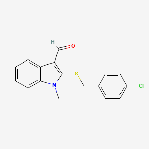 molecular formula C17H14ClNOS B2418941 2-[(4-chlorobenzyl)sulfanyl]-1-methyl-1H-indole-3-carbaldehyde CAS No. 338416-58-3