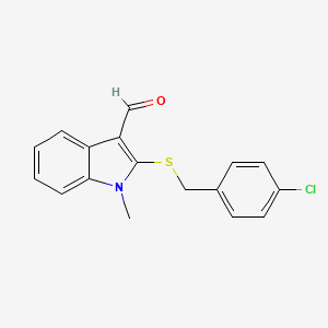 molecular formula C17H14ClNOS B2418941 2-[(4-氯苄基)硫代]-1-甲基-1H-吲哚-3-甲醛 CAS No. 338416-58-3