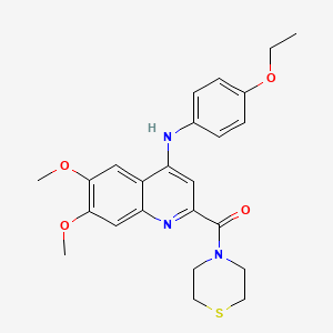 molecular formula C24H27N3O4S B2418943 (4-((4-Ethoxyphenyl)amino)-6,7-dimethoxyquinolin-2-yl)(thiomorpholino)methanone CAS No. 1251542-77-4