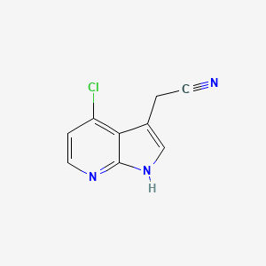 molecular formula C9H6ClN3 B2418947 2-{4-chloro-1H-pyrrolo[2,3-b]pyridin-3-yl}acetonitrile CAS No. 1553024-32-0