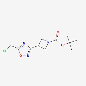 molecular formula C11H16ClN3O3 B2418950 Tert-butyl 3-[5-(chloromethyl)-1,2,4-oxadiazol-3-yl]azetidine-1-carboxylate CAS No. 2138103-92-9
