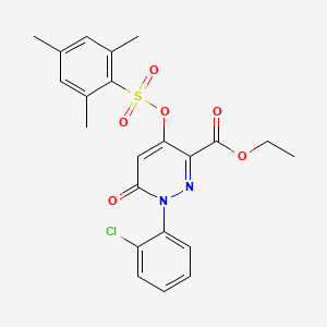 molecular formula C22H21ClN2O6S B2418954 Ethyl 1-(2-chlorophenyl)-4-((mesitylsulfonyl)oxy)-6-oxo-1,6-dihydropyridazine-3-carboxylate CAS No. 899727-92-5