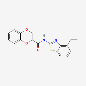 molecular formula C18H16N2O3S B2418962 N-(4-ethylbenzo[d]thiazol-2-yl)-2,3-dihydrobenzo[b][1,4]dioxine-2-carboxamide CAS No. 892852-37-8