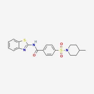 molecular formula C20H21N3O3S2 B2418967 N-(1,3-benzothiazol-2-yl)-4-[(4-methylpiperidin-1-yl)sulfonyl]benzamide CAS No. 496777-15-2