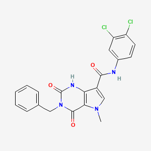 molecular formula C21H16Cl2N4O3 B2418973 3-Benzyl-N-(3,4-Dichlorphenyl)-5-methyl-2,4-dioxo-2,3,4,5-tetrahydro-1H-pyrrolo[3,2-d]pyrimidin-7-carboxamid CAS No. 921854-60-6