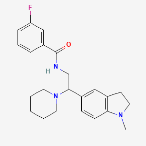 molecular formula C23H28FN3O B2418975 3-fluoro-N-(2-(1-methylindolin-5-yl)-2-(piperidin-1-yl)ethyl)benzamide CAS No. 921925-81-7