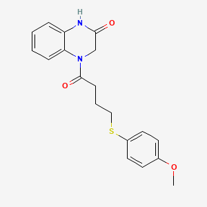 molecular formula C19H20N2O3S B2418985 4-(4-((4-methoxyphenyl)thio)butanoyl)-3,4-dihydroquinoxalin-2(1H)-one CAS No. 952835-93-7