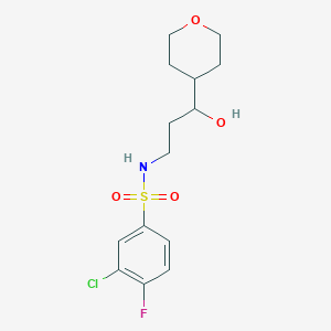 3-chloro-4-fluoro-N-(3-hydroxy-3-(tetrahydro-2H-pyran-4-yl)propyl)benzenesulfonamide