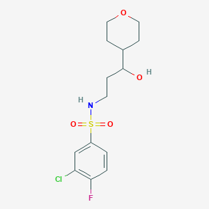 molecular formula C14H19ClFNO4S B2418986 3-chloro-4-fluoro-N-(3-hydroxy-3-(tétrahydro-2H-pyran-4-yl)propyl)benzènesulfonamide CAS No. 2034450-68-3