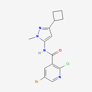molecular formula C14H14BrClN4O B2418991 5-bromo-2-chloro-N-(3-cyclobutyl-1-methyl-1H-pyrazol-5-yl)pyridine-3-carboxamide CAS No. 1424562-59-3