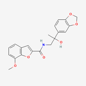 molecular formula C20H19NO6 B2418995 N-(2-(benzo[d][1,3]dioxol-5-yl)-2-hydroxypropyl)-7-methoxybenzofuran-2-carboxamide CAS No. 1396717-28-4