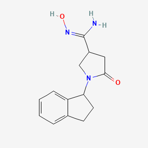 molecular formula C14H17N3O2 B2418996 1-(2,3-二氢-1H-茚-1-基)-N'-羟基-5-氧代吡咯烷-3-甲酰胺 CAS No. 1993809-52-1