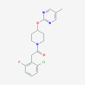 molecular formula C18H19ClFN3O2 B2419001 2-(2-Chloro-6-fluorophenyl)-1-[4-(5-methylpyrimidin-2-yl)oxypiperidin-1-yl]ethanone CAS No. 2380169-82-2