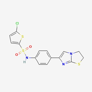molecular formula C15H12ClN3O2S3 B2419003 5-chloro-N-(4-(2,3-dihydroimidazo[2,1-b]thiazol-6-yl)phenyl)thiophene-2-sulfonamide CAS No. 893985-04-1