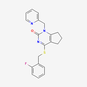 4-((2-fluorobenzyl)thio)-1-(pyridin-2-ylmethyl)-6,7-dihydro-1H-cyclopenta[d]pyrimidin-2(5H)-one