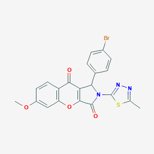 molecular formula C21H14BrN3O4S B241903 1-(4-Bromophenyl)-6-methoxy-2-(5-methyl-1,3,4-thiadiazol-2-yl)-1,2-dihydrochromeno[2,3-c]pyrrole-3,9-dione 