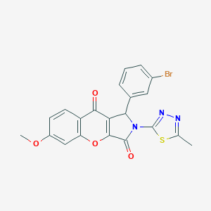 molecular formula C21H14BrN3O4S B241904 1-(3-Bromophenyl)-6-methoxy-2-(5-methyl-1,3,4-thiadiazol-2-yl)-1,2-dihydrochromeno[2,3-c]pyrrole-3,9-dione 