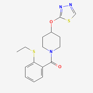 molecular formula C16H19N3O2S2 B2419042 (4-((1,3,4-噻二唑-2-基)氧基)哌啶-1-基)(2-(乙硫基)苯基)甲酮 CAS No. 2309751-82-2