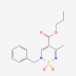 molecular formula C15H18N2O4S B2419047 propyl 2-benzyl-5-methyl-2H-1,2,6-thiadiazine-4-carboxylate 1,1-dioxide CAS No. 1775507-76-0