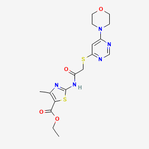 molecular formula C17H21N5O4S2 B2419049 Ethyl 4-methyl-2-(2-((6-morpholinopyrimidin-4-yl)thio)acetamido)thiazole-5-carboxylate CAS No. 1203118-54-0