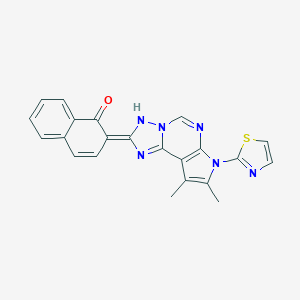 molecular formula C22H16N6OS B241905 (2Z)-2-[11,12-dimethyl-10-(1,3-thiazol-2-yl)-3,5,6,8,10-pentazatricyclo[7.3.0.02,6]dodeca-1(9),2,7,11-tetraen-4-ylidene]naphthalen-1-one 