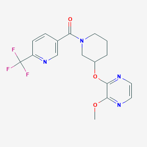 molecular formula C17H17F3N4O3 B2419050 (3-((3-Methoxypyrazin-2-yl)oxy)piperidin-1-yl)(6-(trifluoromethyl)pyridin-3-yl)methanone CAS No. 2034450-33-2