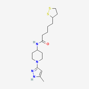 5-(1,2-dithiolan-3-yl)-N-(1-(5-methyl-1H-pyrazol-3-yl)piperidin-4-yl)pentanamide