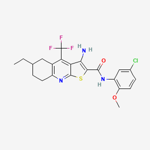 3-amino-N-(5-chloro-2-methoxyphenyl)-6-ethyl-4-(trifluoromethyl)-5,6,7,8-tetrahydrothieno[2,3-b]quinoline-2-carboxamide