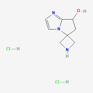 molecular formula C8H13Cl2N3O B2419078 Spiro[6,7-dihydropyrrolo[1,2-a]imidazole-5,3'-azetidine]-7-ol;dihydrochloride CAS No. 2253639-33-5
