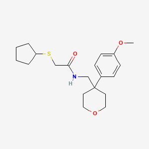 molecular formula C20H29NO3S B2419079 2-(cyclopentylthio)-N-((4-(4-methoxyphenyl)tetrahydro-2H-pyran-4-yl)methyl)acetamide CAS No. 1327244-02-9